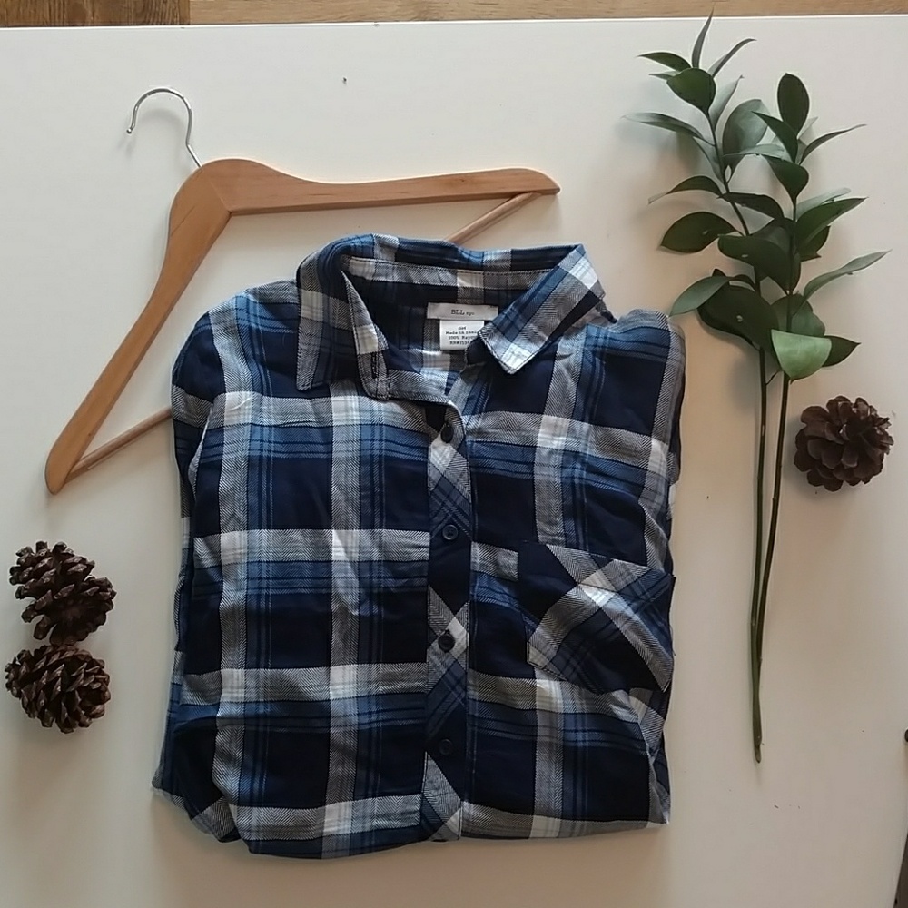 BLL NYC navy plaid shirt dress